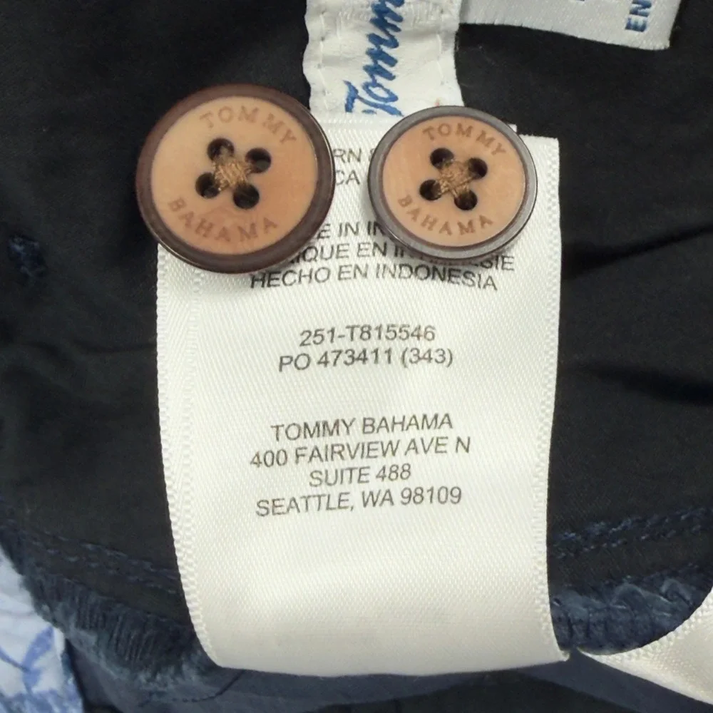 Tommy Bahama Chino Shorts Mens 35x10 Navy Blue Boracay Cotton Blend Soft Stretch
